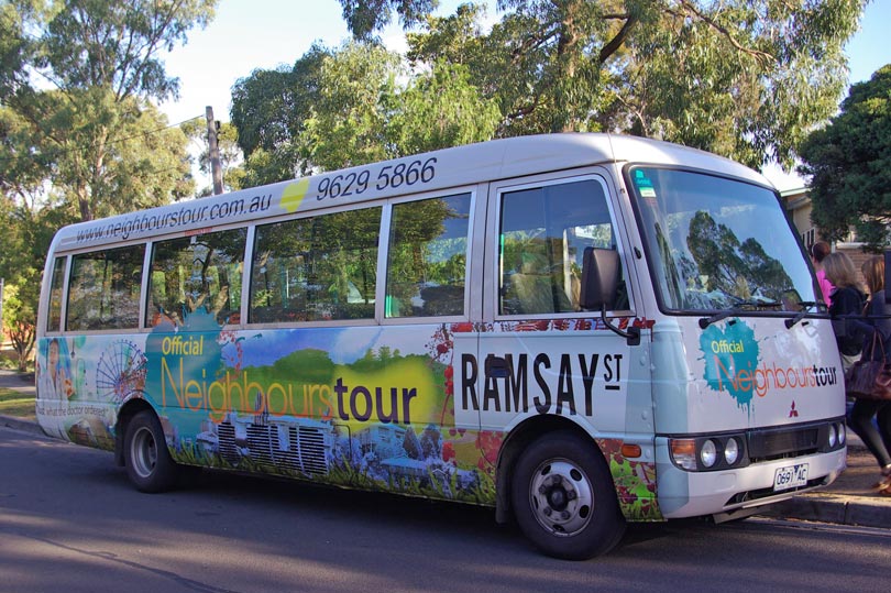 The official tour bus of the Ramsay Street Neighbours Tour in Melbourne.
