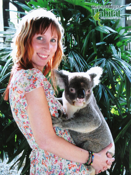 Cuddling a koala