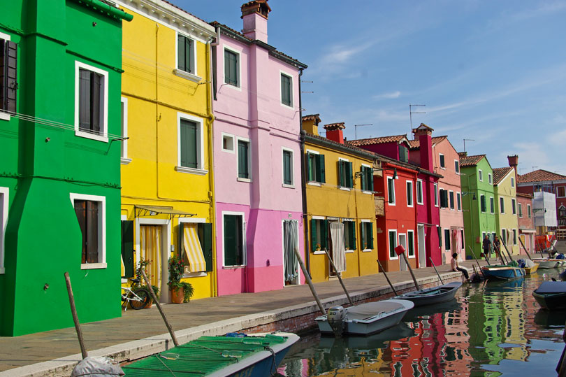 The vibrant island of Burano in the Venetian Lagoon, Italy.