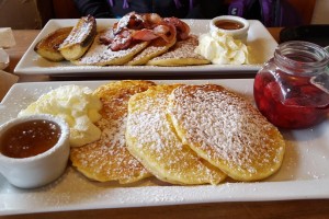 Berries and cream or bacon, banana and maple syrup pancakes?