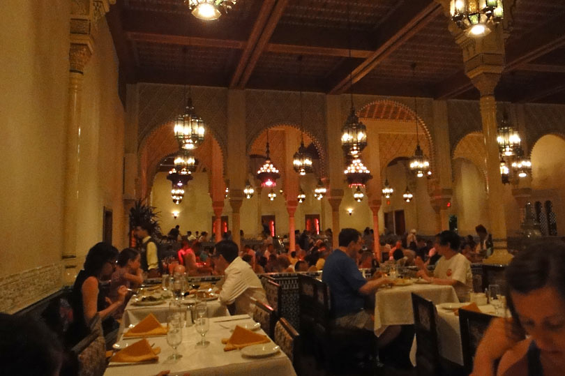 Try some of the world cuisine on offer at Epcot. This is Restaurant Marrakesh - the Moroccan restaurant.