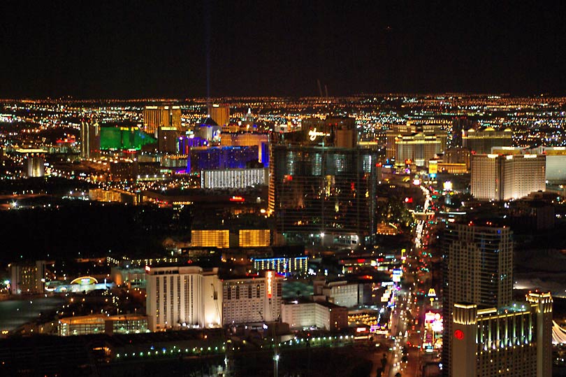 View from the top - the bright lights of Vegas from the top of the Stratosphere.