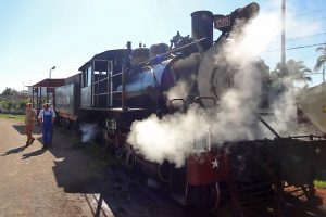 Steam train at a sugar mill in Cuba