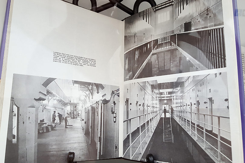 Book showing the converted prison as it was before it became quirky accommodation in New Zealand