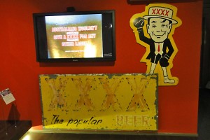 Mascot and paraphernalia at the XXXX brewery