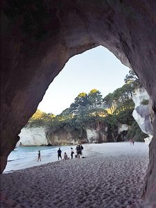 Archway between the beaches at Cathedral Cove, New Zealand