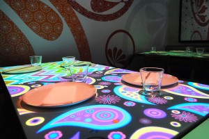 Funky patterns as digital tablecloths - the future of restaurants at Inamo Soho