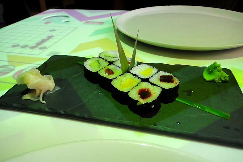 Rainbow maki and a game of Battleships. Interactive dining at Inamo in London