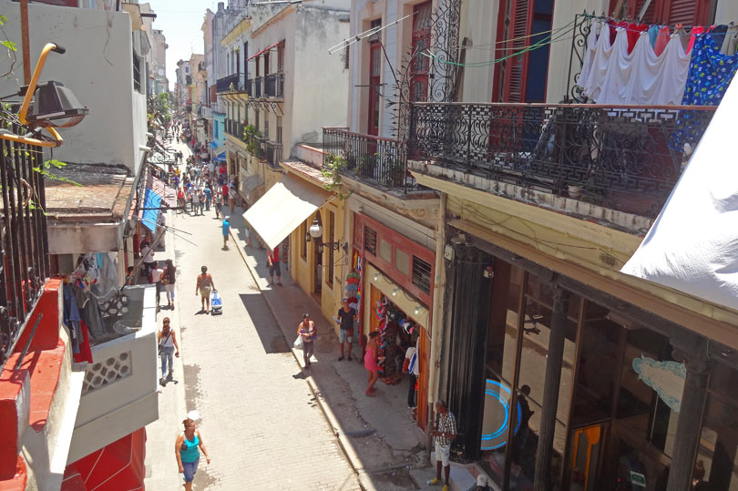 Calle Obispo - a pedestrianised shopping street in Havana