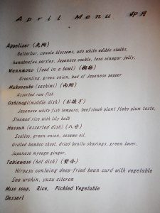 The April menu at Hiiragiya Bekkan