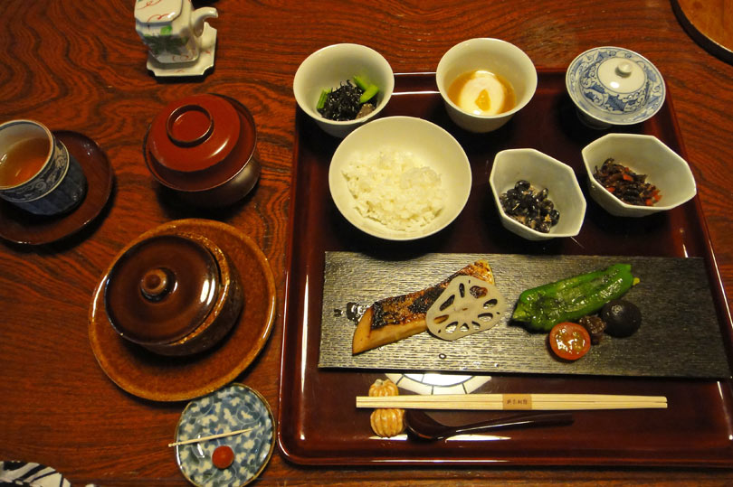 Japanese breakfast at a ryokan