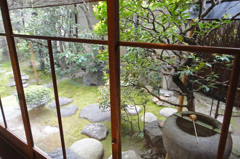 Japanese garden view at our ryokan