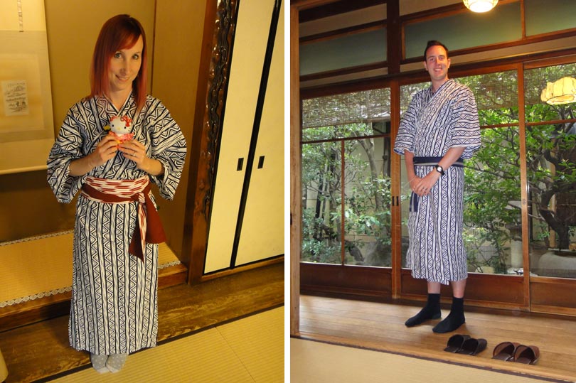 Wearing yukata (cotton robes) at a ryokan
