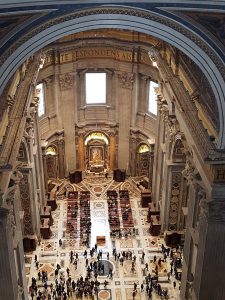 View inside the Basilica from the interior balcony - St Peter's Basilica, Vatican City.