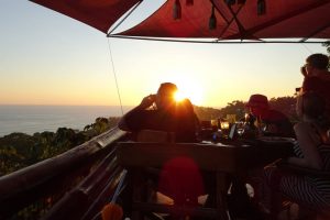 Sunset is a popular time to visit El Avion restaurant in Manuel Antonio
