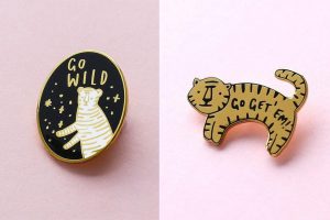 Old English Company enamel pins - tiger themed